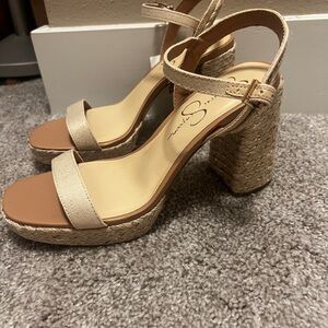 Jessica Simpson Neutral Beige Espadrille Platform Sandals
